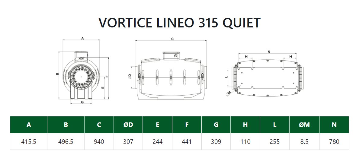 Vortice Lineo 315 Quiet