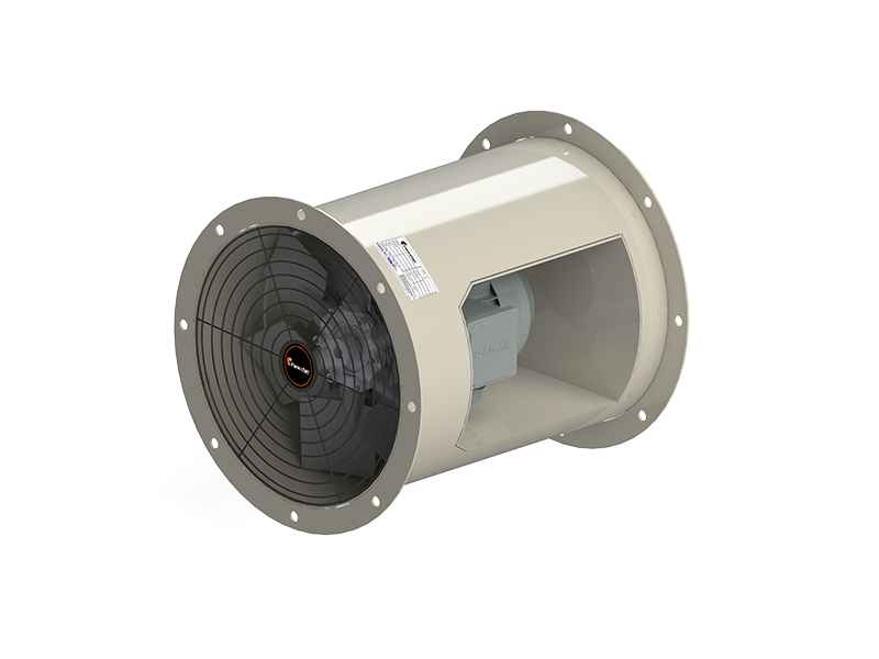 Yuvarlak Kanal Tipi Aksiyal Kovanlı Fanlar (Motor Hava Akımı Dışında 180° Dayanımlı)