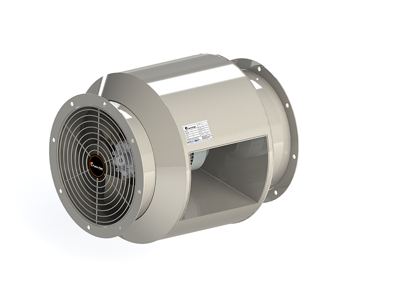 Yuvarlak Kanal Tipi Aksiyal Tüp Fanlar (Motor Hava Akımı Dışında 180° Dayanımlı)